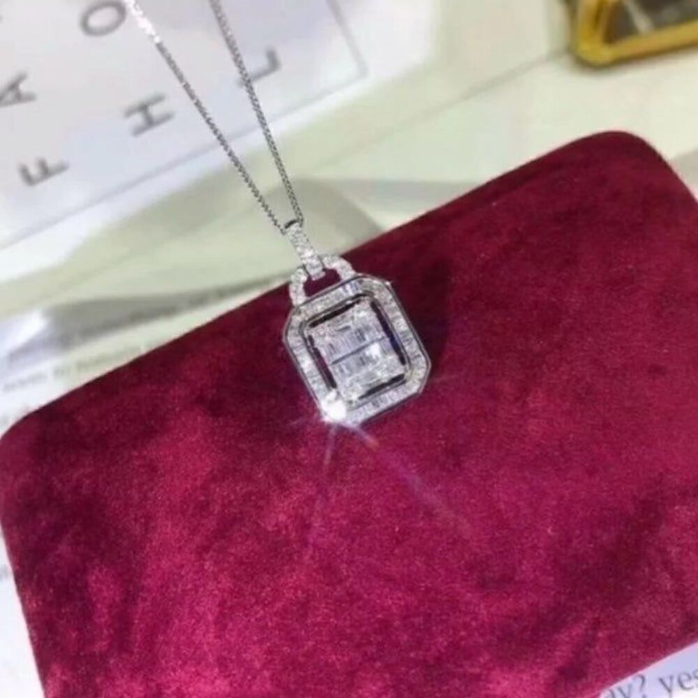 The Empire Retro Pendant Necklace in 925 cubic zirconia
